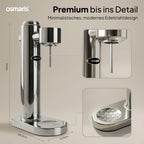 Wassersprudler aus Edelstahl, 2x 1,1 L Edelstahlflaschen, geschmacksneutral, 100% dicht, mit Druckablassventil