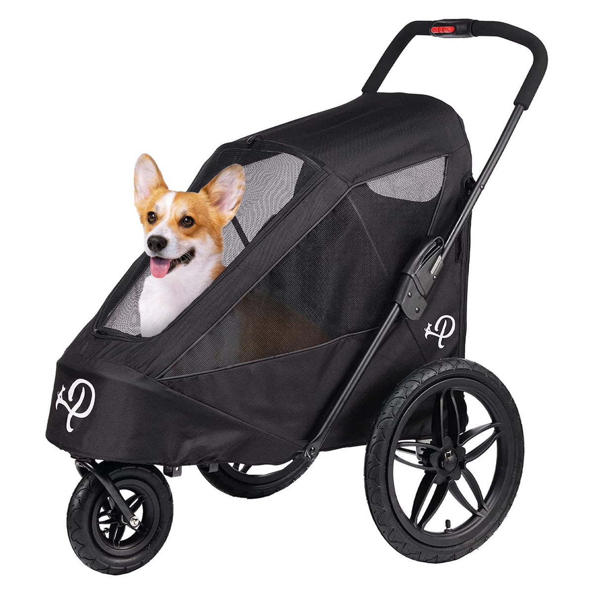 Breeze Große Hundebuggy Hundewagen mit Luftreifen wandelbar zum Fahrradanhänger für Hunde Schwarz 1 Stück