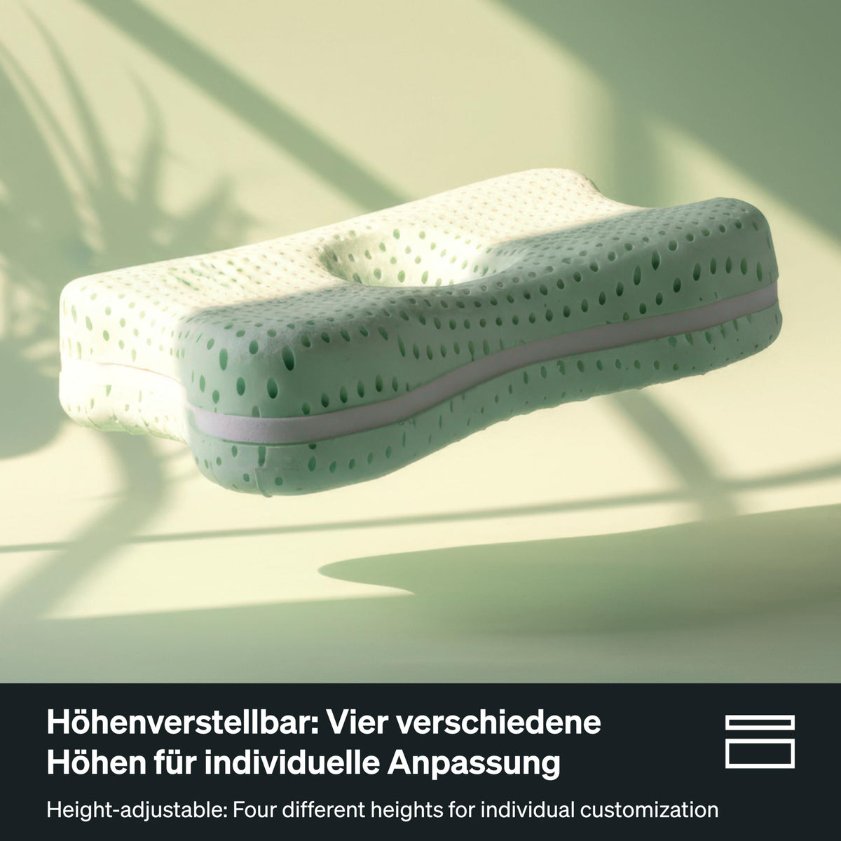 Recovery Pillow Plus (60x40 cm) – Höhenverstellbares ergonomisches Nackenkissen (6–13 cm) aus Memory Foam