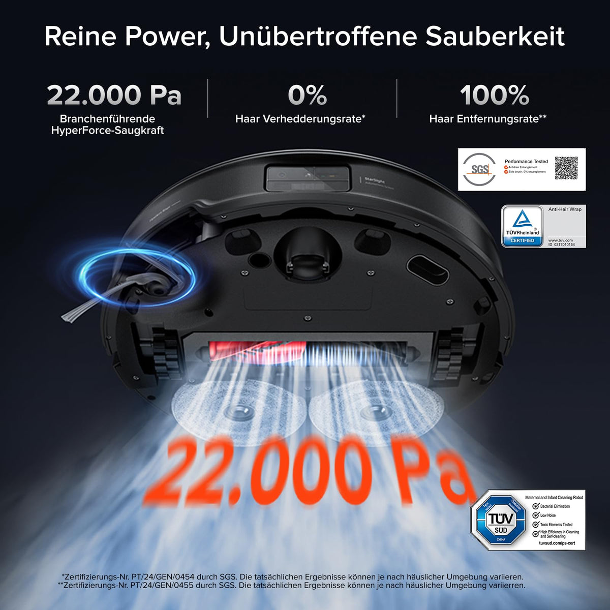 Saros 10R Komplettset 2 in 1 Saugroboter mit Wischfunktion inklusive Wischmopp und Ladestation