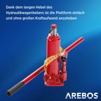 2X Auffahrrampe mit hydraulischem Wagenheber höhenverstellbar 2 Tonnen für Auto und Werkstatt