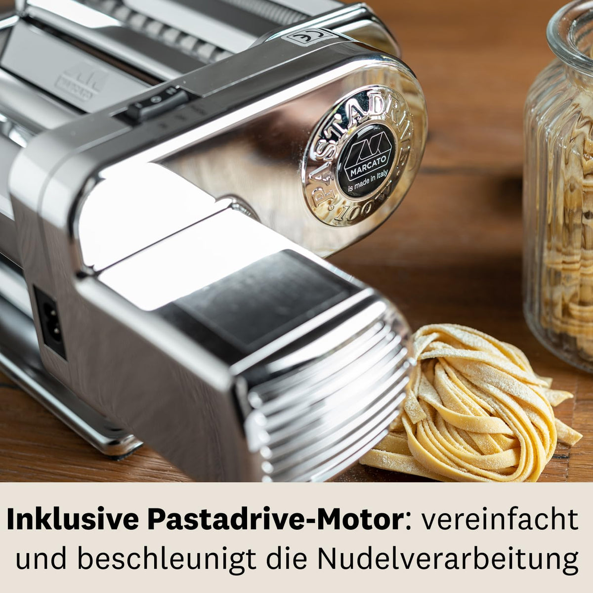 Elektrische Nudelmaschine Atlas 150 mit Atlasmotor für Pasta Lasagne Fettuccine Tagliolini aus Edelstahl