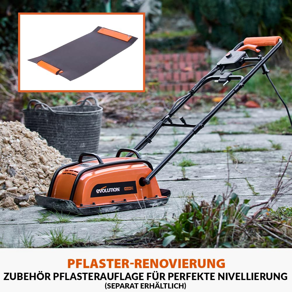 H320E Hulk elektrischer Vibrationsstampfer, Rüttler, Rüttelplatte, ideal für Gehwege, Kunstrasen und Terrassen