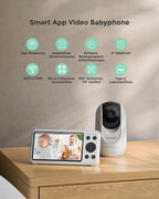 BM04 Babyphone mit Kamera 5 Zoll smart WLAN Baby Monitor mit Nachtsicht und Gegensprechen sowie Appsteuerung
