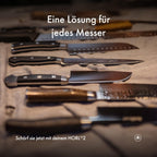 Rollschleifer Küchenmesserschärfer Set aus Nussbaum 15 und 20 Grad Schleifwinkel rasiermesserscharfe Klingen