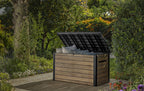 Gartenbox Ontario 870L 147x83x86 cm Kunststoff in Holzoptik Deckel mit Gasdruckfedern abschließbar