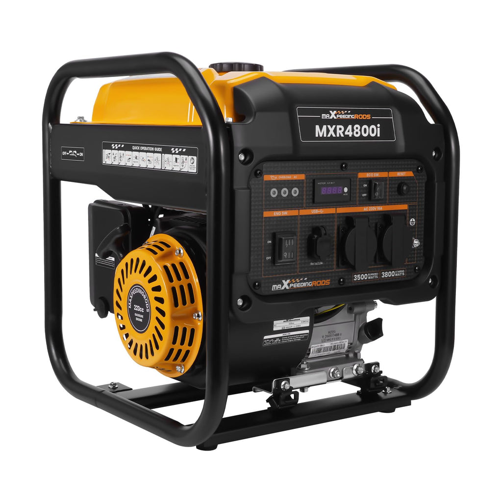 Benzin Inverter Stromgenerator 3800W, leise, mit 2x 230V Steckdosen und USB, für Camping und Notstrom