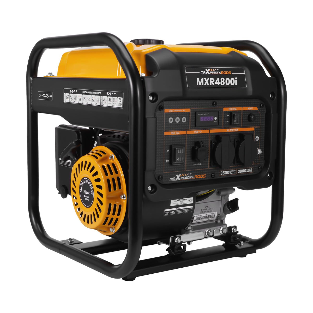 Benzin Inverter Stromgenerator 3800W, leise, mit 2x 230V Steckdosen und USB, für Camping und Notstrom