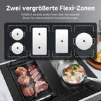 Induktionskochfeld 60 cm mit 2 Flexzonen und Booster für schnelles Aufheizen aus Glaskeramik