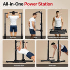 Faltbarer Power Tower mit Klimmzugstange und Dip Station höhenverstellbar 5 in 1 Rückentrainer 204 kg Belastung