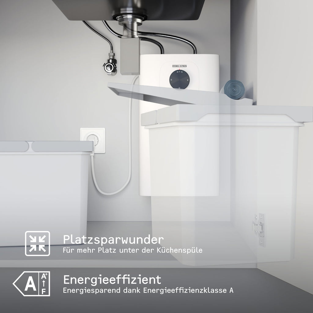 Untertischboiler SNU 5 Plus, 5 Liter Niederdruck, antitropf, Thermostop, Stecker 230V, 2 kW, Energieklasse A