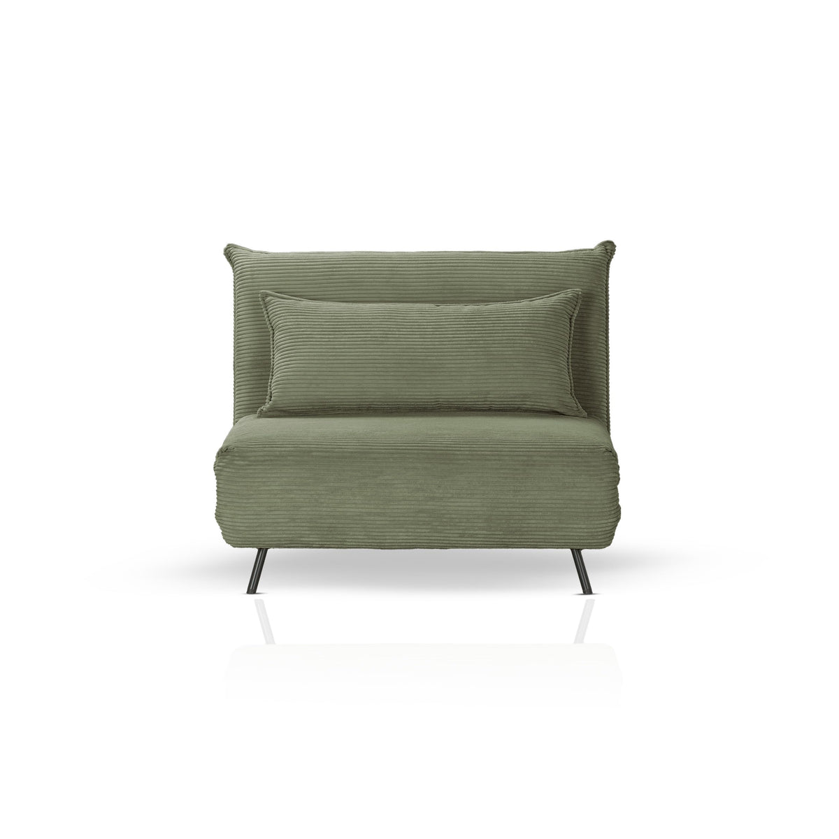 Schlafsessel Grün Cordstoff Liegefläche 193x108 cm Sitzhöhe 42 cm Relax und Schlaffunktion inkl. Nierenkissen