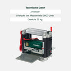 Kraftvolle mobile Dickenhobelmaschine DH 330 mit 1800 W und HSS Messer für präzise Holzbearbeitung