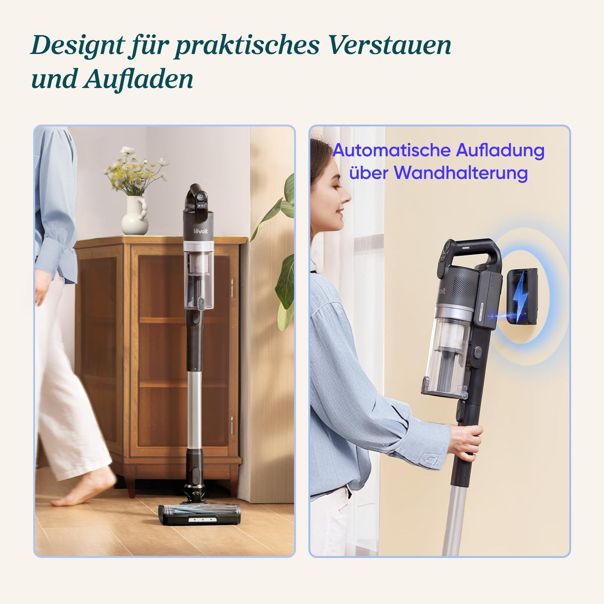 Kabelloser Akku Staubsauger LVAC 200 MAX bis zu 100 m² Anti Tangle HEPA 99,99% für Zuhause