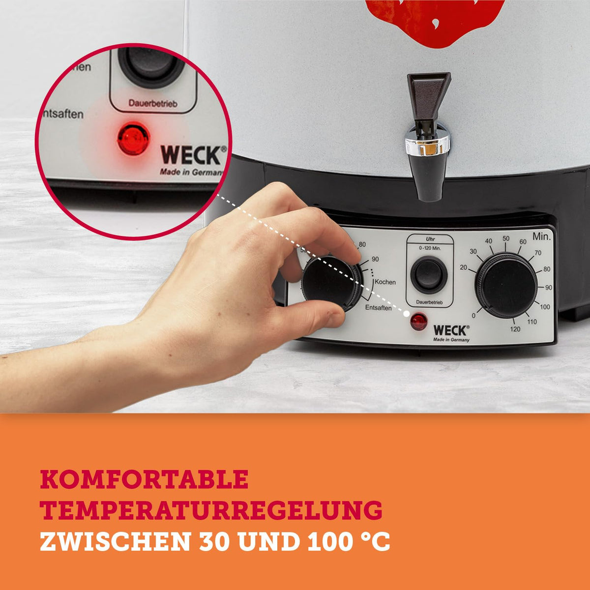 Einkochautomat 29L WAT15-A Emaille Thermostat Auslaufhahn Timer Dampfentsafter Glühweinkocher