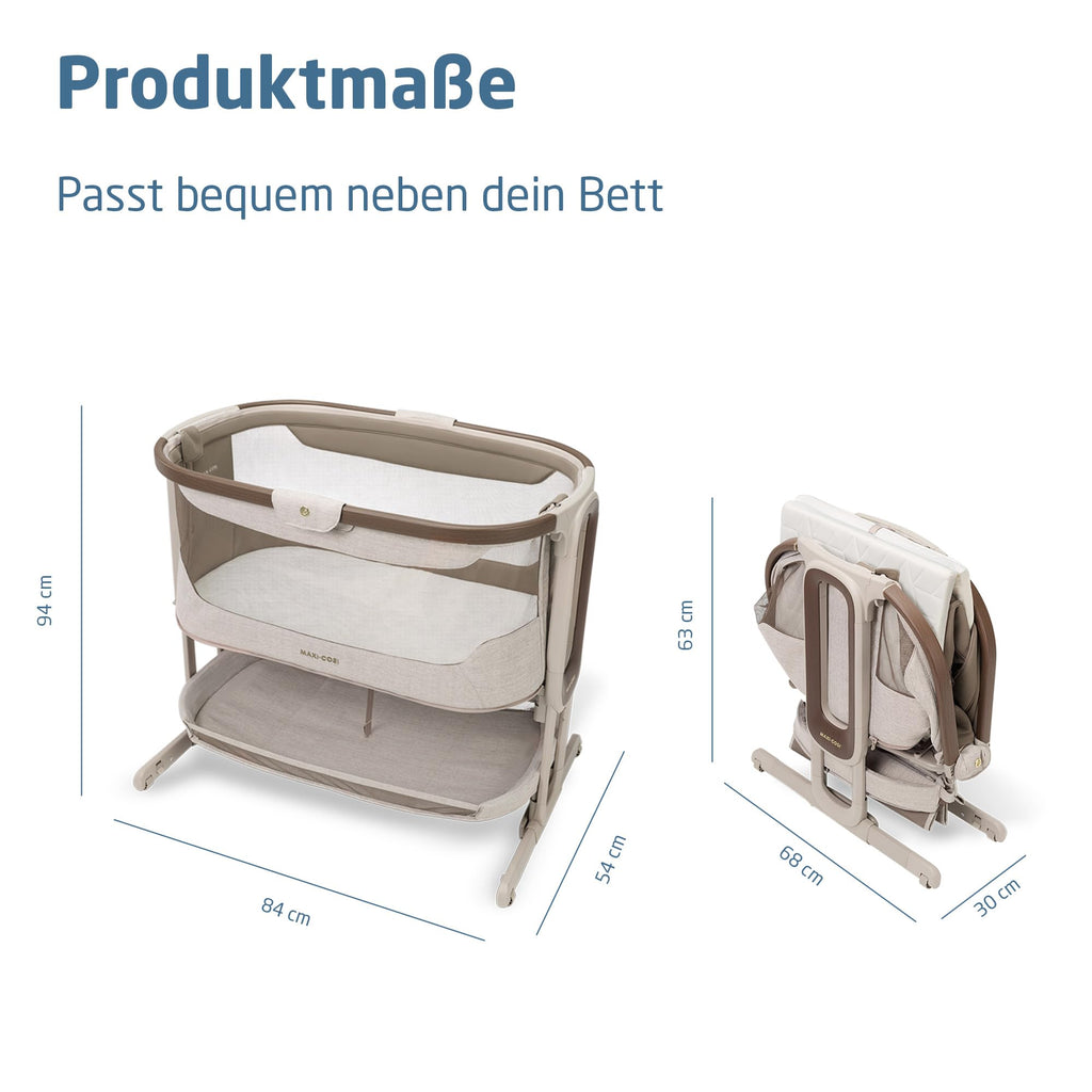 Iora Select Beistellbett faltbar schaukelnd CloudCore Matratze 5 Höhenstufen Elegance Truffle