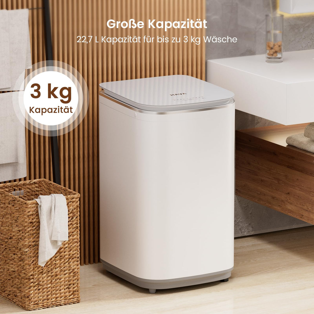 Mini Waschmaschine 3 kg Fassungsvermögen kleine Waschmaschine Energieklasse A für kleine Haushalte