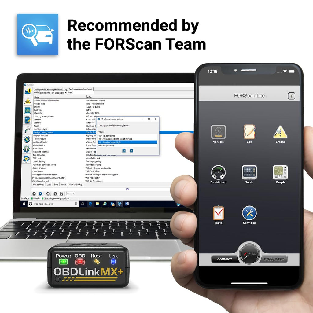 MX+ OBD2 Bluetooth Scanner for iPhone Android and Windows with Live Data and Check Engine Light Reset