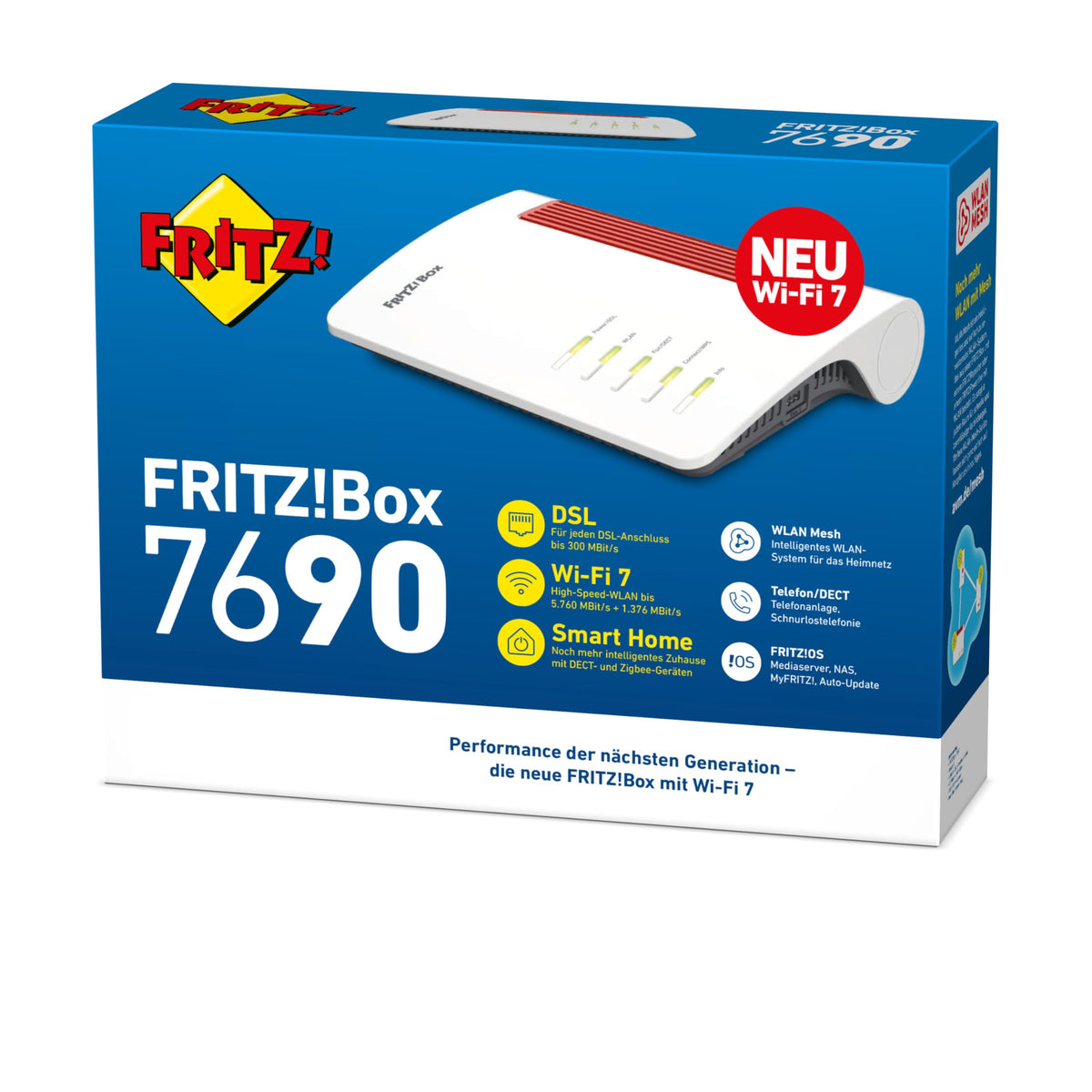 DSL-Router 7690 mit Wi-Fi 7 bis zu 7,1 GBit/s Übertragungsrate, kompatibel mit VDSL/ADSL und WLAN-Mesh