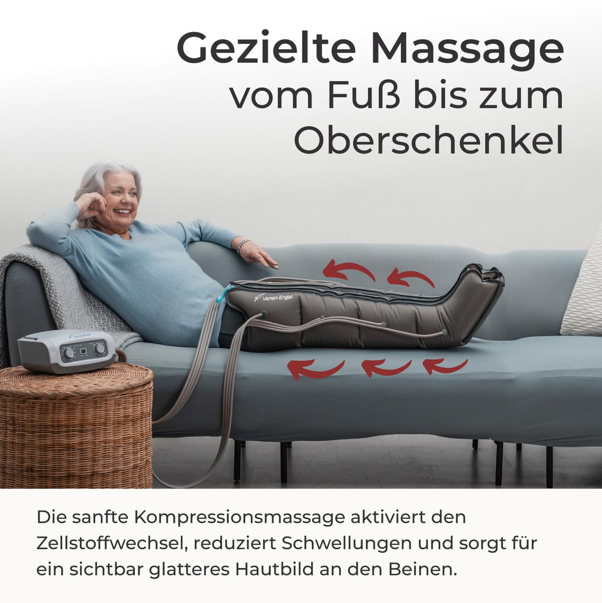Beinmassagegerät 4 Basic Beinmanschetten 4 Luftkammern 1 Massageprogramm gegen Cellulite fördert Durchblutung