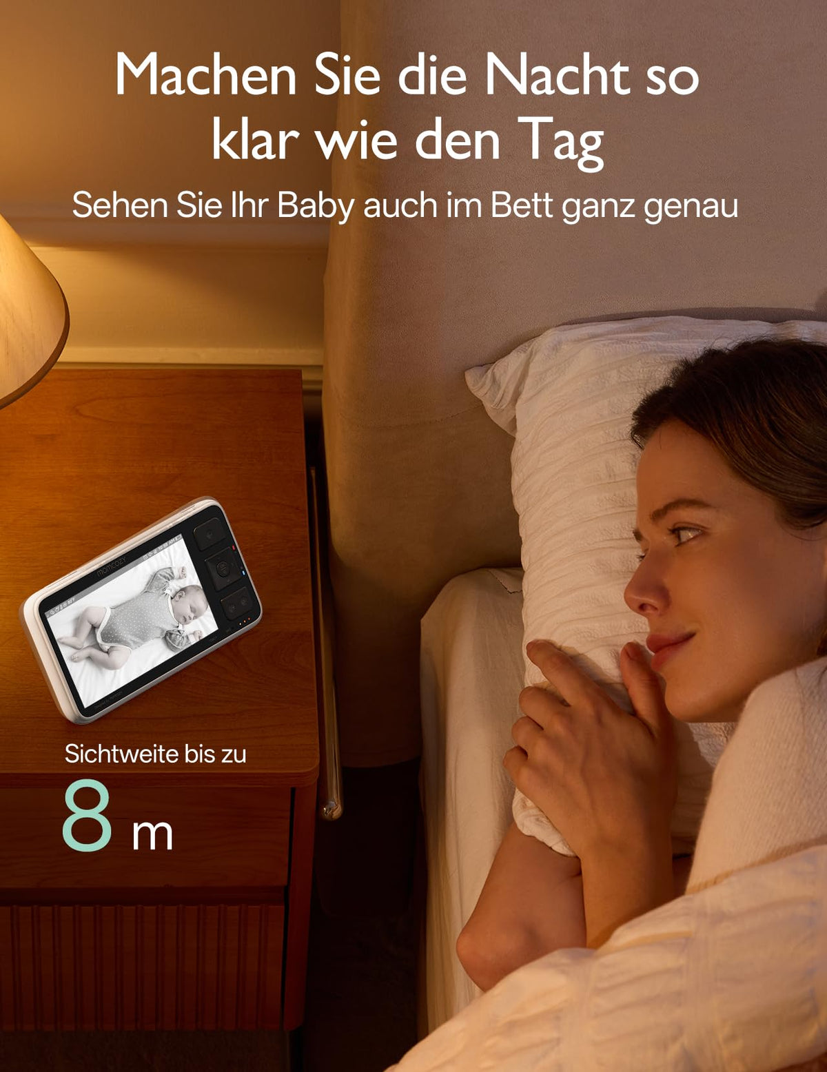 BM03 Babyphone mit Kamera ohne WLAN 5,5 Zoll Monitor mit Nachtsicht, Gegensprechfunktion und Temperaturanzeige