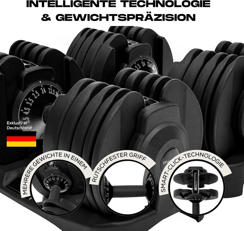 Verstellbare Hanteln 24 kg 2er Set 15 in 1 platzsparend für Krafttraining und Fitness zu Hause
