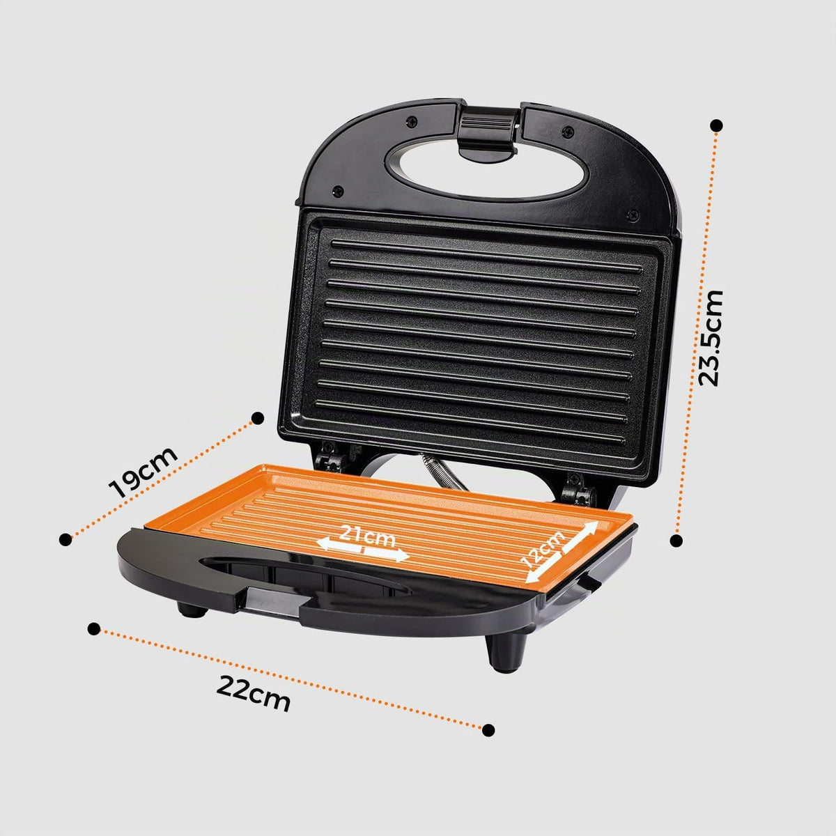 Doppel Sandwichmaker 750 W Antihaftbeschichtung Streifenform schnell aufheizbar Isoliergriff Schwarz