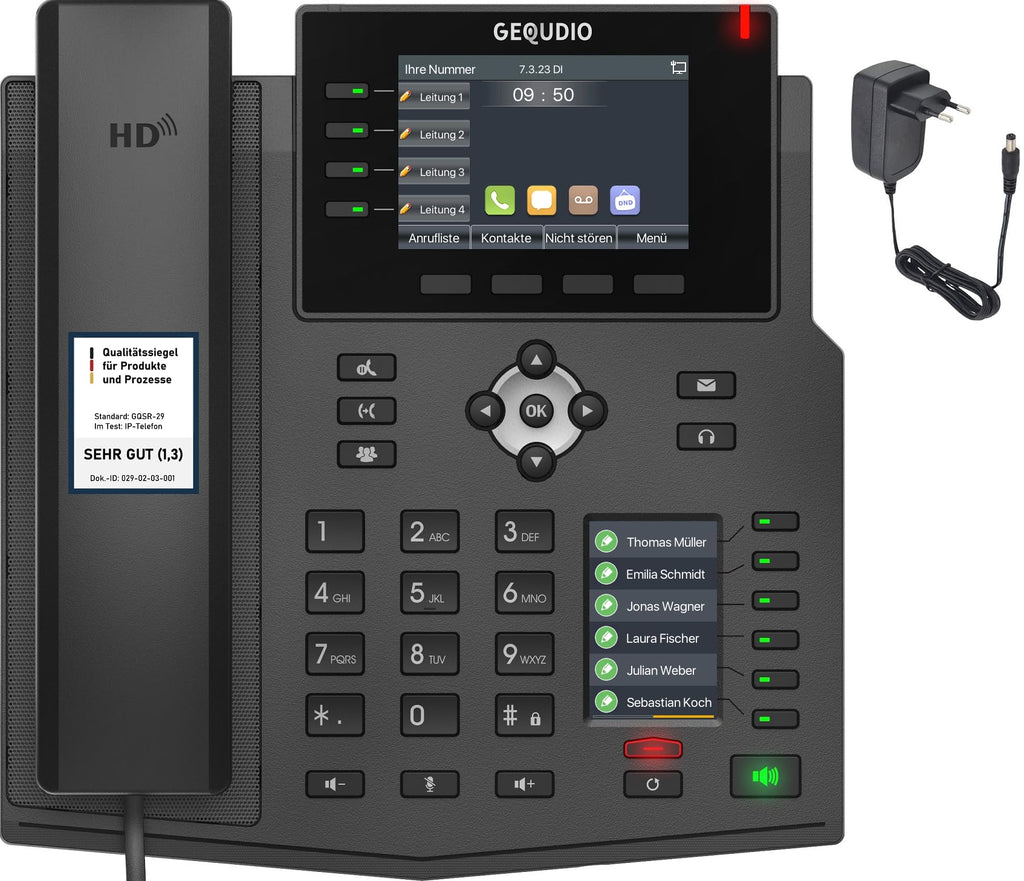 IP Telefon VoIP SIP GX5+ mit 2x Farbdisplay und Freisprechfunktion für FritzBox und Telekom
