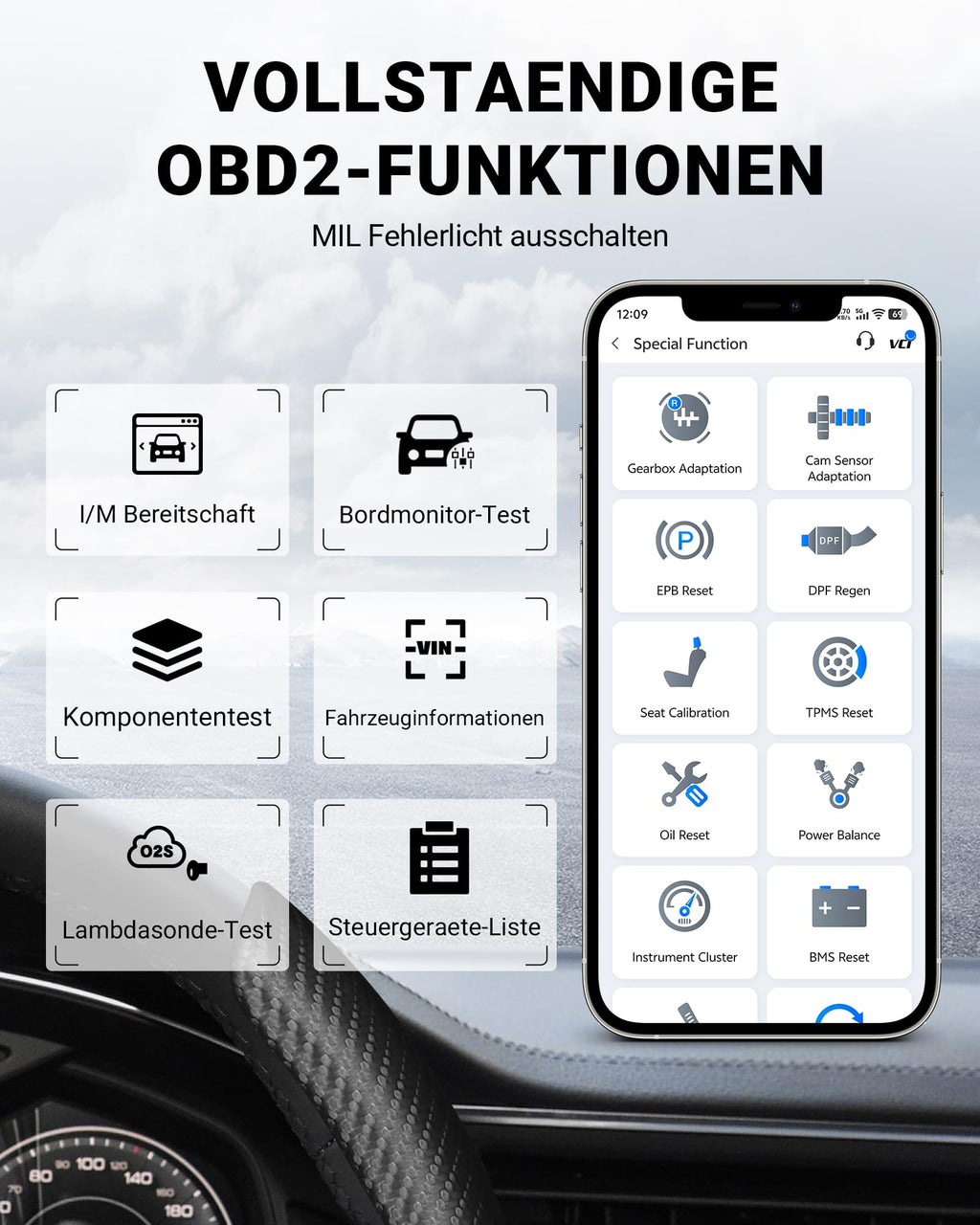 OBD2 Diagnosegerät A30M bidirektional kabellos KI 26+ Resets Öl ABS BMS DPF 8 PID Livedaten iOS Android CAN FD