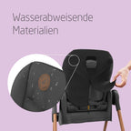 Minla Hochstuhl bis 60 kg 9 Höhen 5 Neigungen 4 Tablettpositionen faltbar Graphite