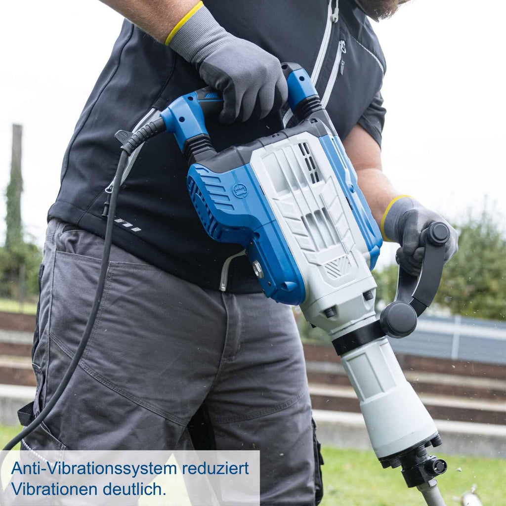 Abbruchhammer AB1900 1900W 60J Schlagkraft 390mm inkl Spitzmeißel und Flachmeißel Transportbox kabelgebunden