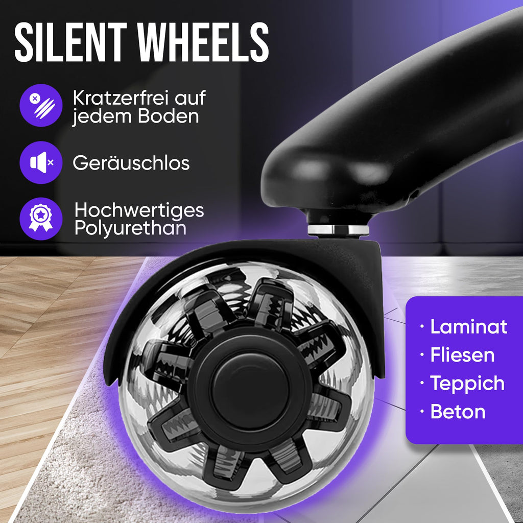 Ergonomischer Gaming Stuhl mit Stoffbezug und Fußstütze belastbar bis 150 Kilogramm