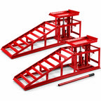 2X Auffahrrampe mit hydraulischem Wagenheber höhenverstellbar 2 Tonnen für Auto und Werkstatt