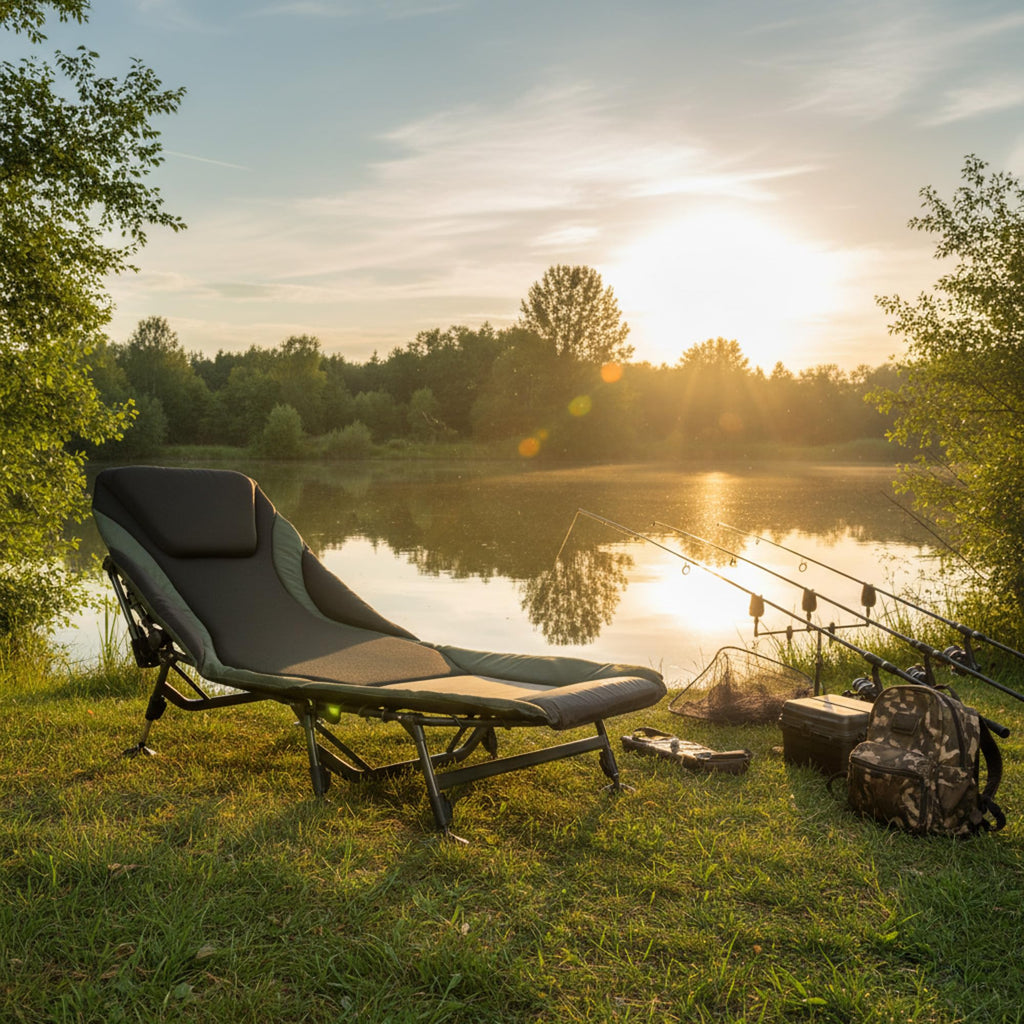 Karpfenliege XXL 207 x 88 x 30-106 cm | höhenverstellbare und stabile Karpfenliege mit 8 Beinen | faltbares Feldbett