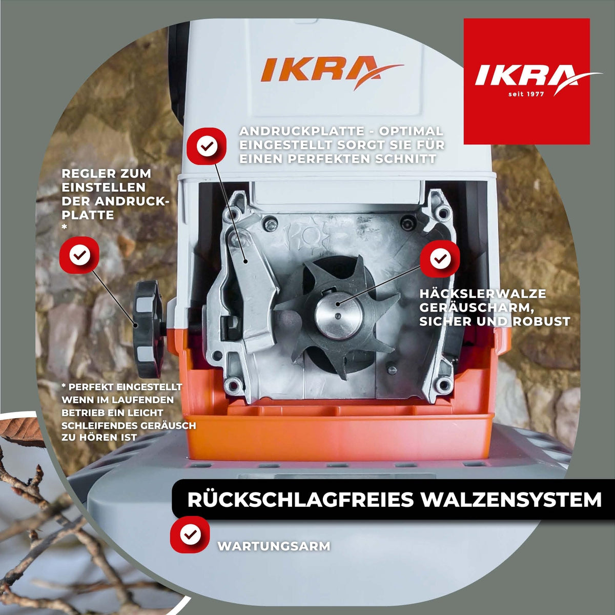 Elektro Gartenhäcksler Walzenhäcksler ILH 3000A mit Aststärke bis 44 mm für Äste und Strauchschnitt
