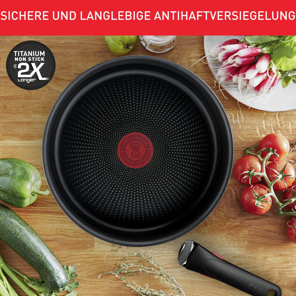 Ingenio Emotion 20 tlg Topf und Pfannenset mit abnehmbarem Griff für alle Herdarten inklusive Induktion