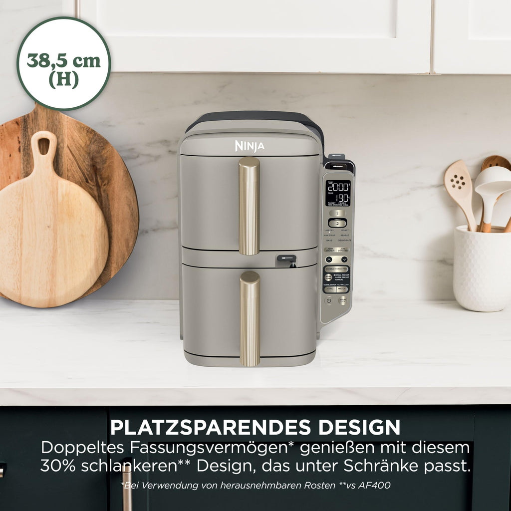 Multifunktionale Double Stack XL Heißluftfritteuse mit 6 Funktionen in Steingold SL451EUSD