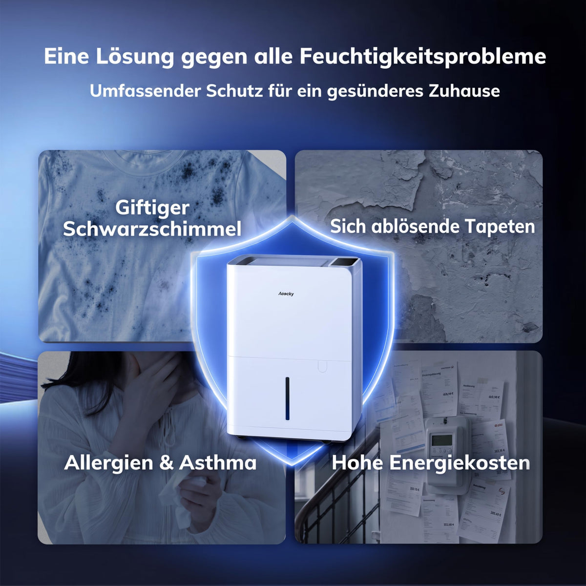 Elektrischer Luftentfeuchter 25 Liter pro Tag mit Wäschetrocknung und 2,7 Liter Wassertank