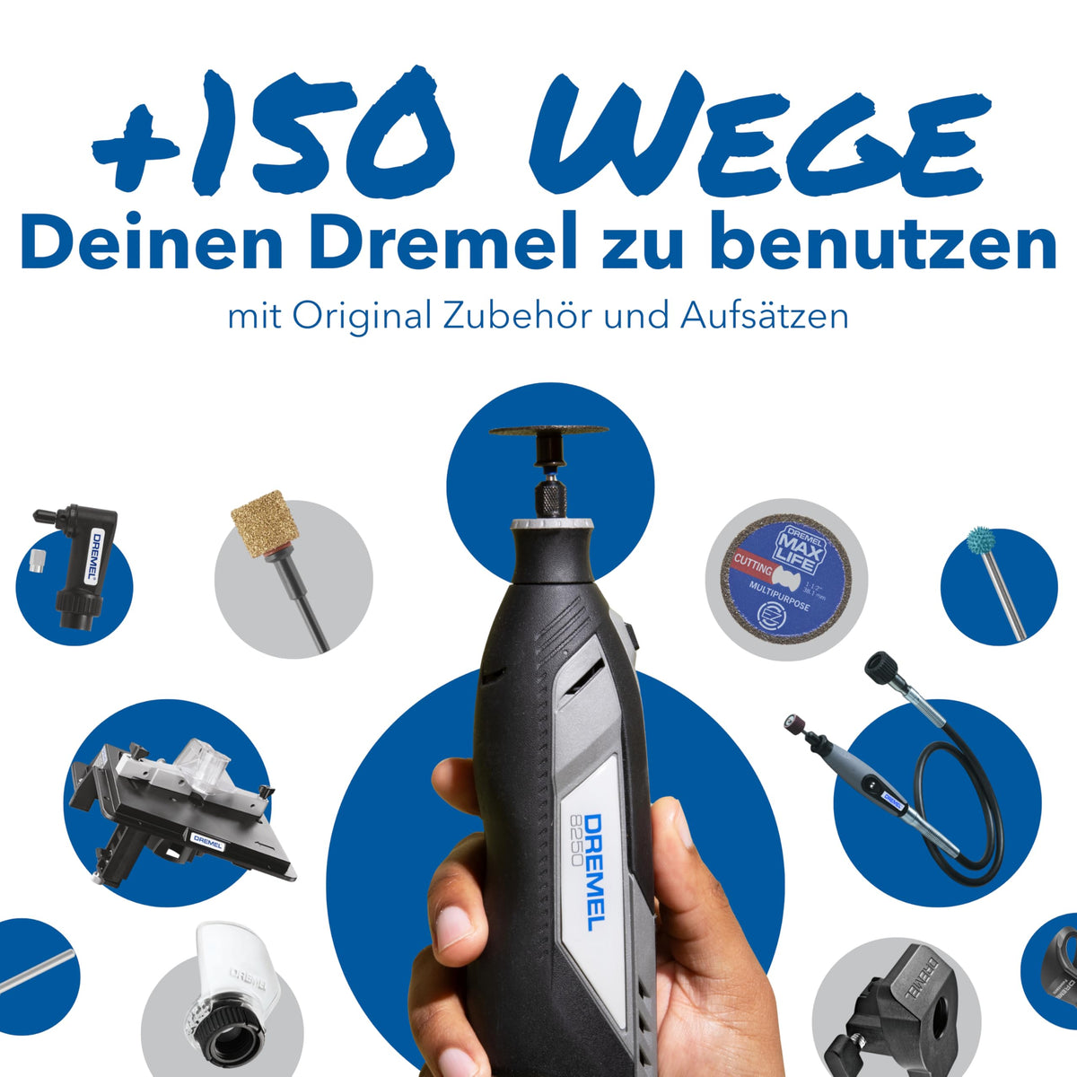 8250 Bürstenloses 12V Akku Multifunktionswerkzeug mit 72 Zubehörteilen im Set für Heimwerker