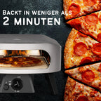 Pizzaofen Gas 13 Zoll Outdoor 50 mbar Tischpizzaofen mit Regulator für Pizzen Energieklasse A++