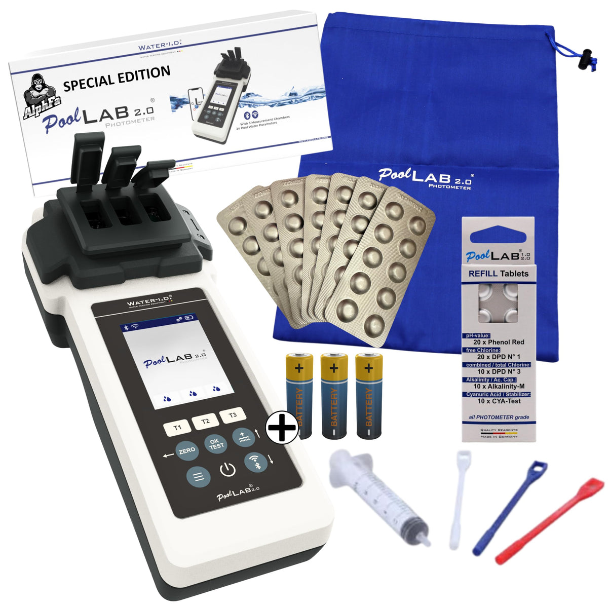Poolphotometer 2.0 Special Ed., Bluetooth/WLAN, 140 Testtab., Chlor, pH, Phenol Red, Alkalinity M, Cyanursäure