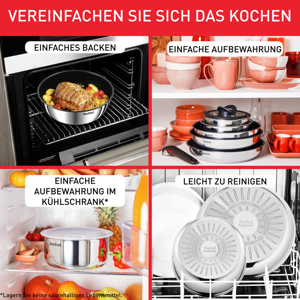 Ingenio Emotion 20 tlg Topf und Pfannenset mit abnehmbarem Griff für alle Herdarten inklusive Induktion