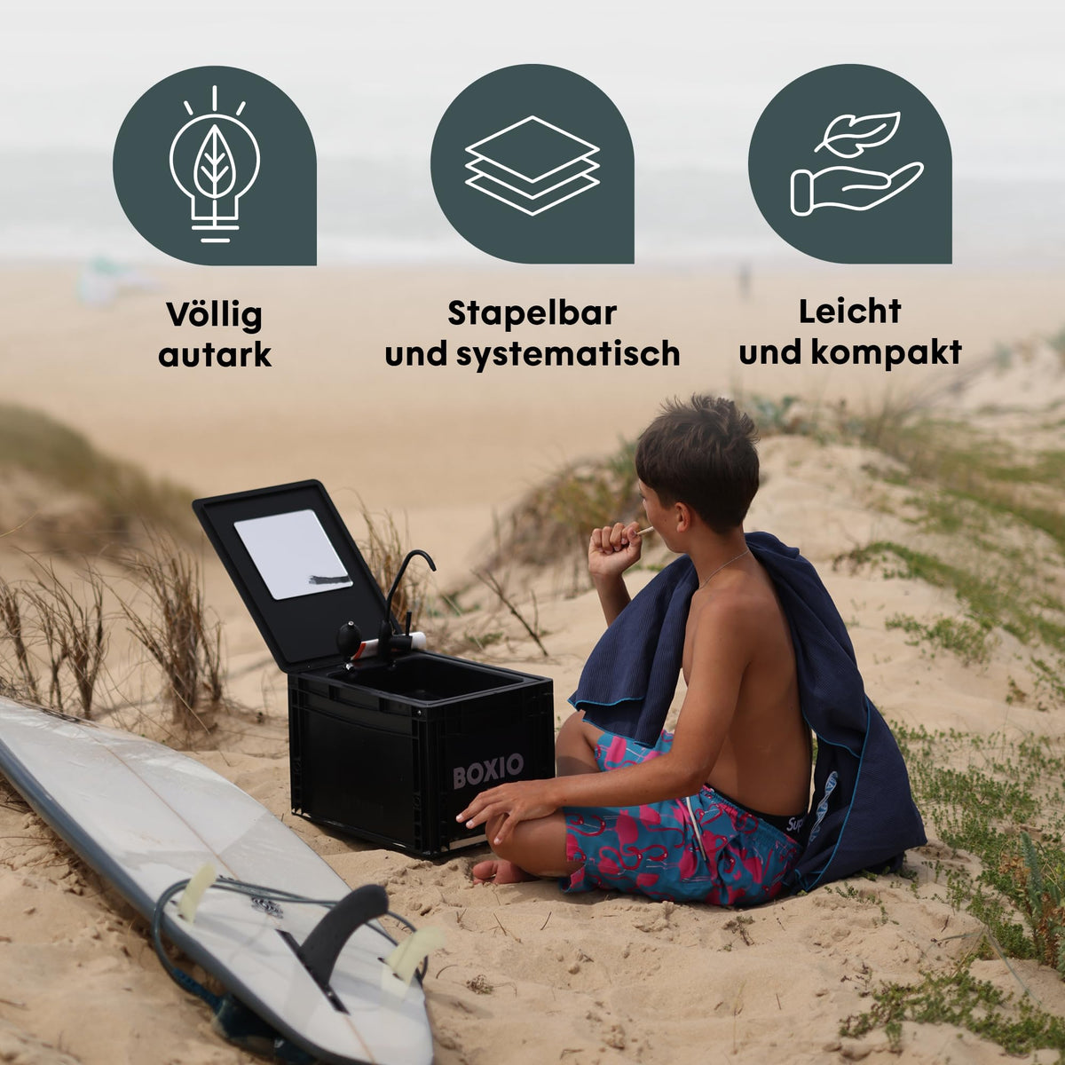 Camping Waschbecken mit Pumpe ohne Strom 40x30 cm Wash tragbar und leicht für Reisen und Camping