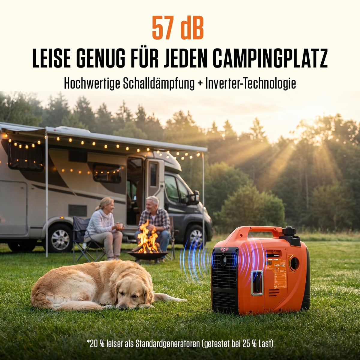 Inverter Stromerzeuger 1400 Watt Notstromaggregat tragbar leise für Camping Haushalt Baustelle