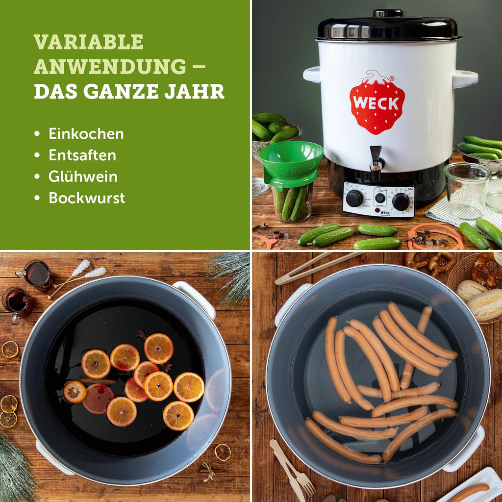 Einkochautomat 29L WAT15-A Emaille Thermostat Auslaufhahn Timer Dampfentsafter Glühweinkocher