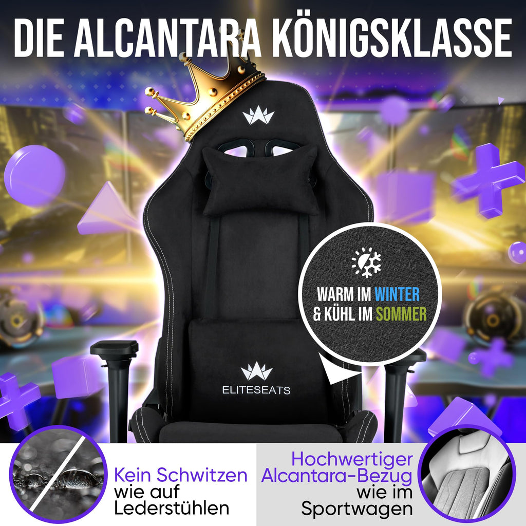 Ergonomischer Gaming Stuhl mit Stoffbezug und Fußstütze belastbar bis 150 Kilogramm