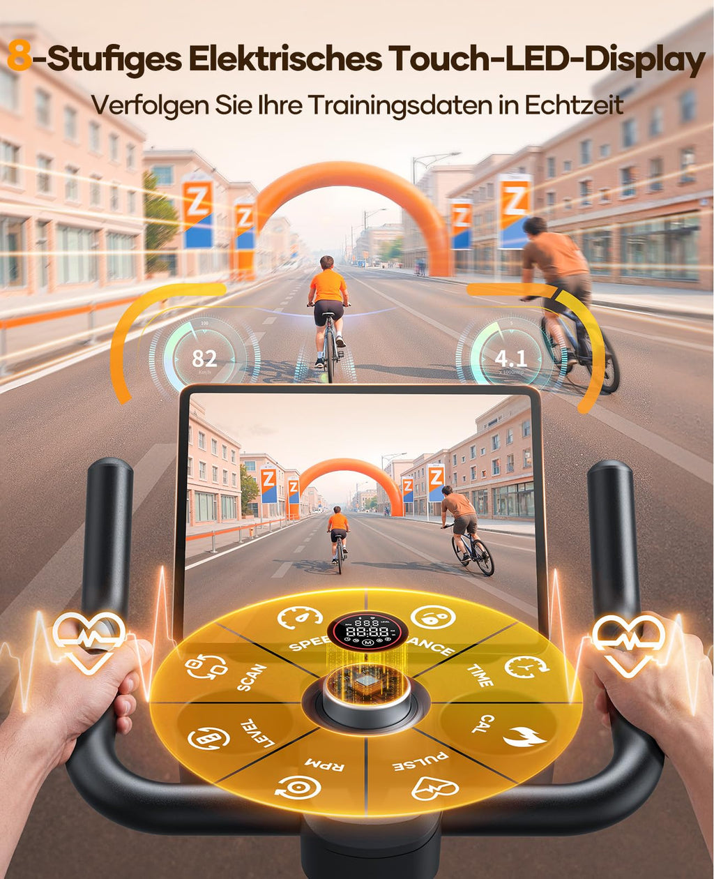 Heimtrainer Fahrrad Neu 2026 mit elektronischem LED Touchmonitor und 3 App Steuerung für Zuhause