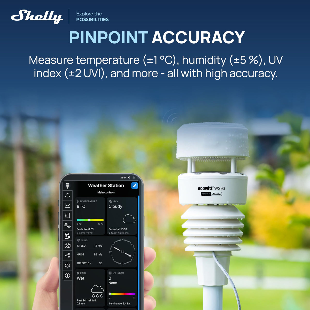 Intelligente Wetterstation WS90 mit Bluetooth und Zigbee Konnektivität für präzise Wetterbeobachtung
