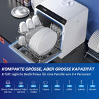Platzsparender Mini Tischgeschirrspüler mit 5+1 Programmen und Energieklasse D für Zuhause