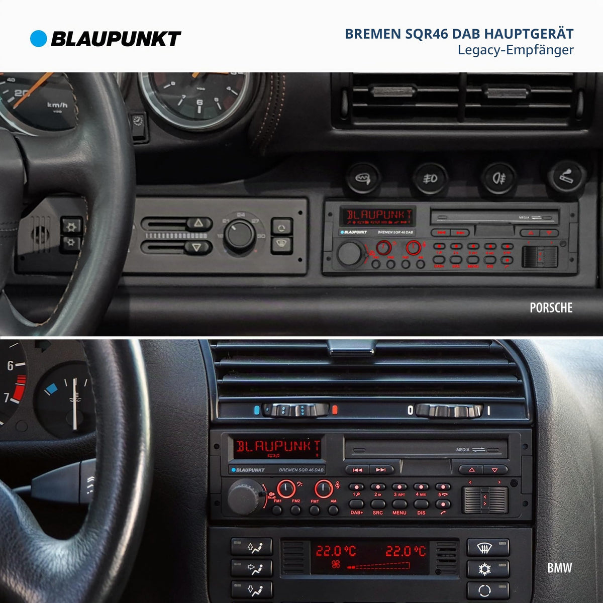 Autoradio Bremen SQR 46 DAB 1 DIN Digitalradio im Youngtimer Design für klassische Fahrzeuge